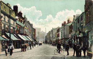 PRESTON  LANCASHIRE ENGLAND~FRIARGATE & PUBLIC LIBRARY-STOREFRONTS POSTCARD