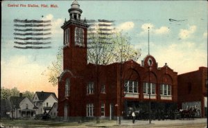 Flint MI Central Fire Station c1910 Postcard
