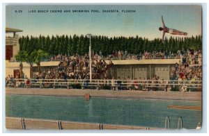 c1940's Lido Beach Casino & Swimming Pool Diving Sarasota Florida FL Postcard