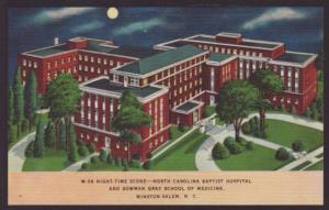 Night Scene NC Baptist Hospital Winston-Salem NC Postcard 