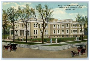 c1910 Mary Lanning Memorial Hospital Classic Cars Hastings Nebraska NE Postcard