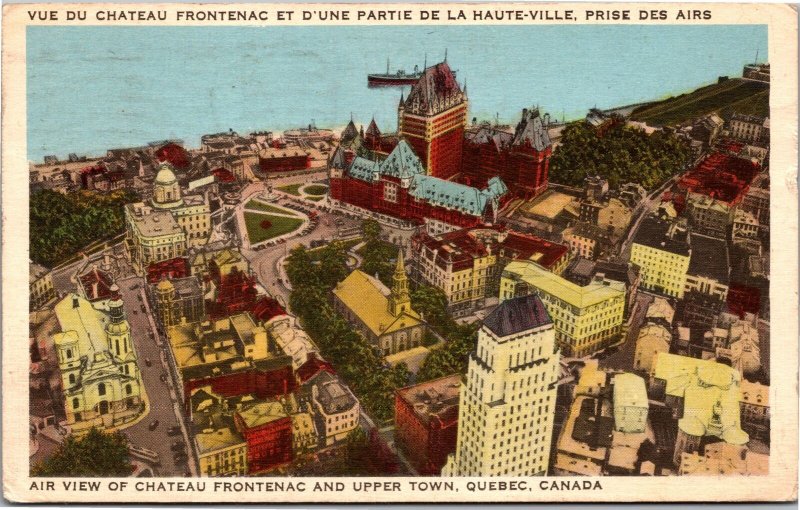 Postcard Canada Quebec Air View Chateau Frontenac and Upper Town