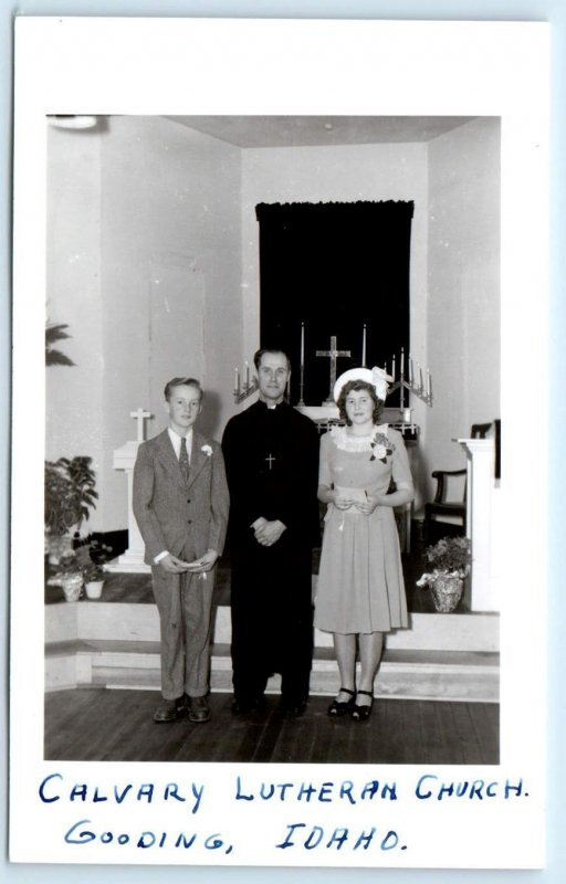 RPPC GOODING, Idaho ID ~ CALVARY LUTHERAN CHURCH Pastor & Family? Postcard