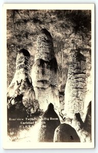 1930s CARLSBAD NEW MEXICO CAVERN REAR VIEW TWIN DOMES ROOM RPPC POSTCARD P1278