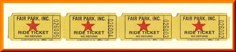 4 Vintage Fair Park Amusement Ride Tickets, Nashville, Tennesse/TN