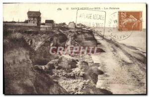 Old Postcard Saint Aubin Sur Mer Cliffs