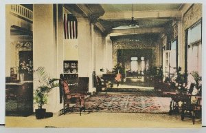 Hotel Soreno Lobby St. Petersburg, FL Florida Hand Colored Postcard M5