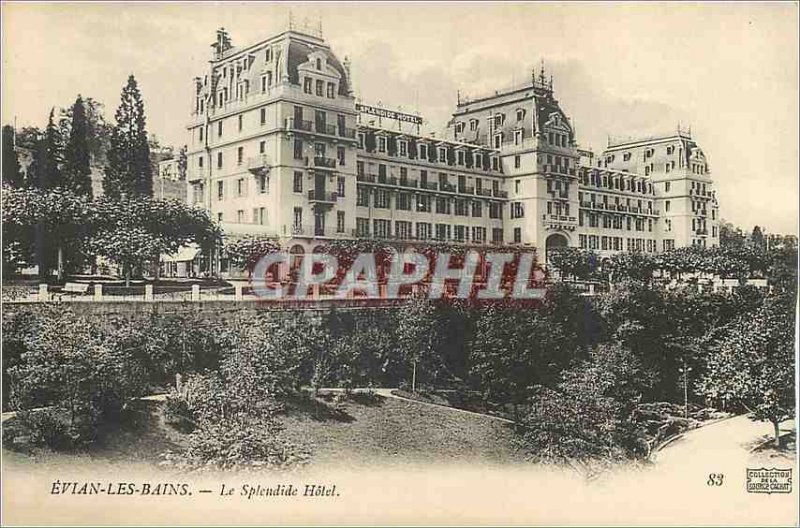 Old Postcard Evian Bains Splendid Hotel