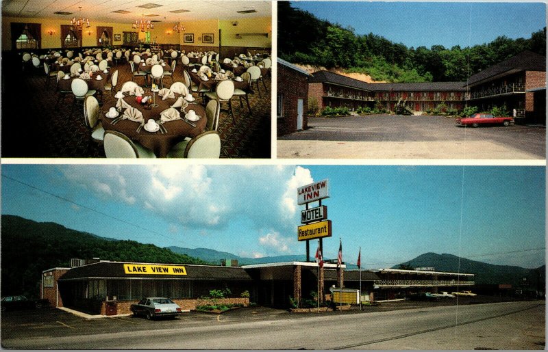 Vtg Lake View Inn & Restaurant Multiview Caryville Tennessee TN Chrome Postcard