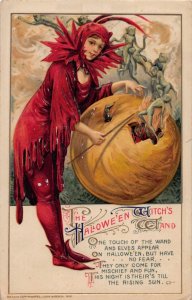 ZC1/ Halloween Postcard Greetings c1910 Winsch Schmucker Demons 197