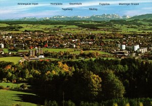 VINTAGE CONTINENTAL SIZE POSTCARD NAMES AND ID MOUNTAIN RANGES GERMANY