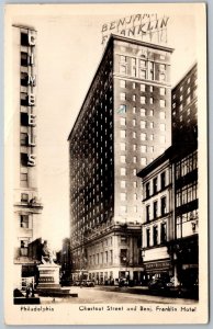 Philadelphia Pennsylvania 1949 RPPC Real Photo Postcard Benjamin Franklin Hotel