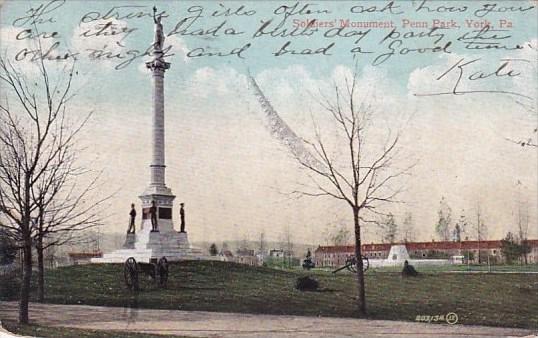 Pennsylvania York Soldiers Monument Penn Park 1907