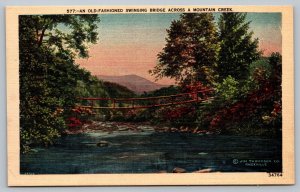 Postcard Swinging Bridge Across A Mountain Creek Jim Thompson Tennessee