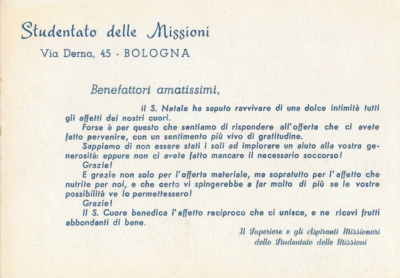 Religion Postcard Studentato delle Missioni Bologna