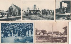 Lot 5 vintage postcards BATHURST Gambia gun battery market ethnic life sailling