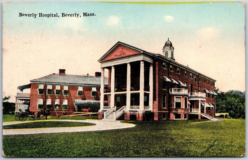 1914 Beverly Hospital Beverly Massachusetts MA Medical Building Posted Postcard