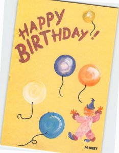 Postcard Happy Birthday! with Clown Balloons Painting/Art Print