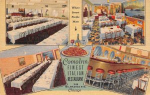 Chicago Illinois Como Inn Italian Restaurant Linen Vintage Postcard AA57494