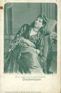 ottoman turkey, CONSTANTINOPLE, Turkish Lady in an Indoor Suit (1899) Postcard