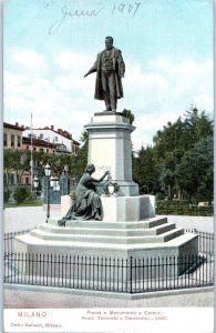 Monument in Plaza Damillo Cavour Milan Italy  Postcard 1907