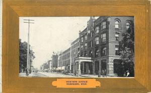Muskegon MI~Occidental Hotel (Imploded 1975) Horse & Buggy~Frame Border~1910
