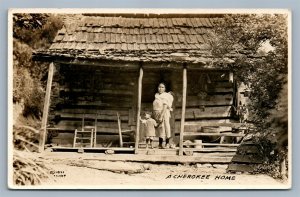 AMERICAN INDIAN CHEROKEE HOME 1933 VINTAGE REAL PHOTO POSTCARD RPPC