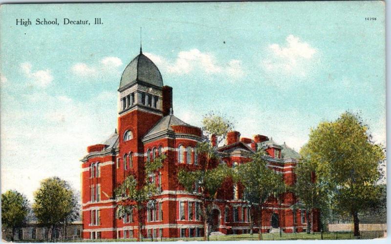 DECATUR, IL Illinois     HIGH SCHOOL     c1910s   Postcard