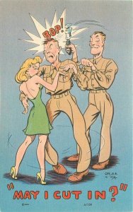 1940s Military Dance sexy woman Comic Humor linen MWM Postcard 22-6798