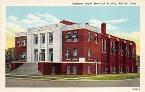 Atlantic Iowa 1930s Postcard American Legion Memorial Building.