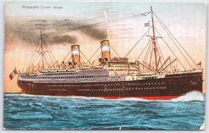 Vintage Piroscafo Conte Verde Italian Ocean Liner Postcard 1925