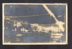 RPPC EVERETT WASHINGTON DOWNTOWN HEWETT AVE NIGHT REAL PHOTO POSTCARD