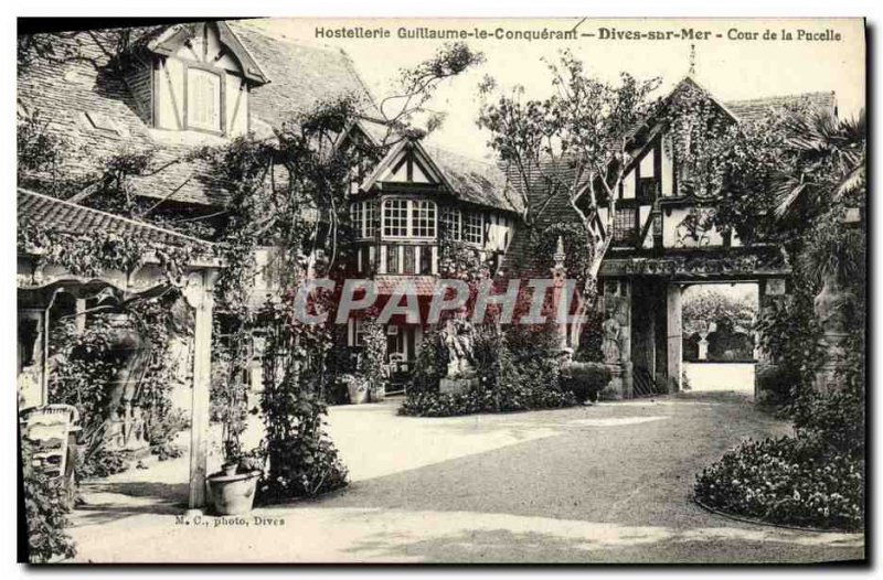 Old Postcard Hostellerie William the Conqueror Dives sur Mer Backyard of the ...