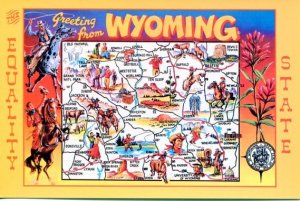 WYOMING - EQUALITY STATE - MAP POSTCARD [9986]