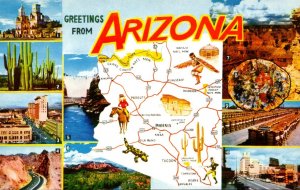 Arizona Greetings With Map and Multi VIews