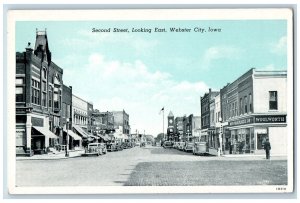 c1920's Webster City Iowa Second Street From East Classic Car Buildings Postcard