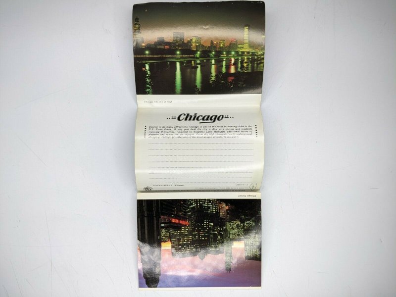 c1970s Chicago Deluxe View Folder Postcard 13 Photos Downtown Cars Skyline 5O