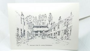 Andrews Yard St James Shaftesbury Dorset Vintage Sketch Drawing Postcard