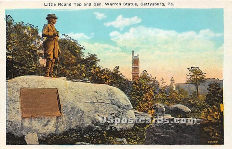 Little Round Top & Gen Warren Statue - Gettysburg, Pennsylvania