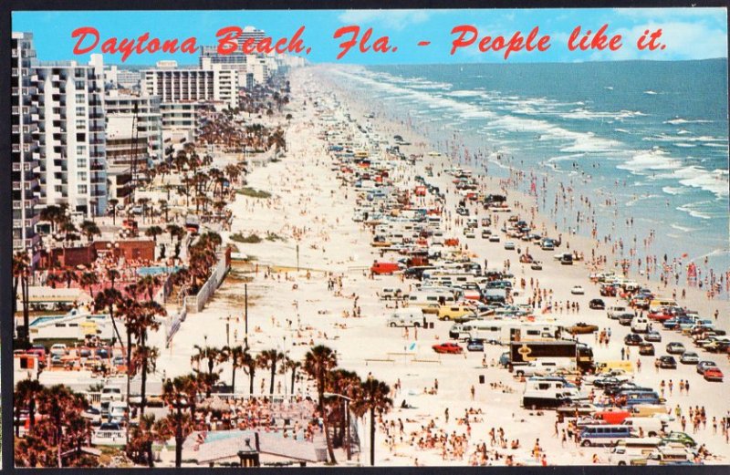 Florida  DAYTONA BEACH Aerial View - People like it - 400 motels - Chrome