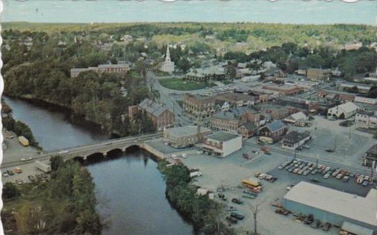 Aerial View Showing Bridge Ellsworth Maine Hippostcard