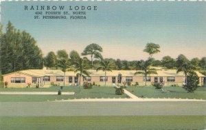 1950s Florida St. Petersburg Rainbow Lodge roadside Teich Postcard 22-11507