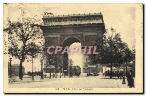 Old Postcard Paris Arc de Triomphe