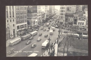 HARTFORD CONNECTICUT DOWNTOWN MAIN STREET SCENE OLD CARS VINTAGE POSTCARD