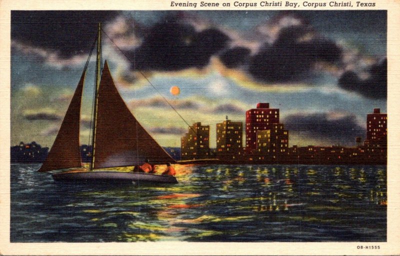 Texas Corpus Christi Evening Scene On Corpus Christi Bay Curteich