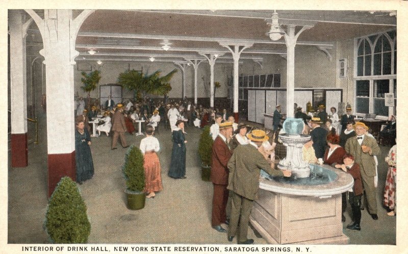 Vintage Postcard Interior Drink Hall State Reservation Saratoga Springs New York