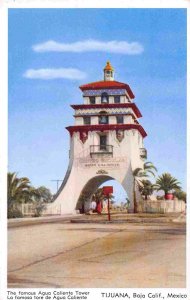 Agua Caliente Bell Tower Tijuana Baja California Mexico 1950s color postcard