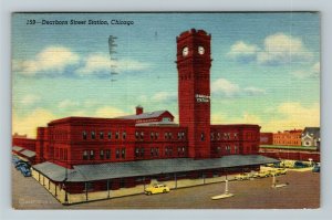 Chicago IL-Illinois, Dearborn Street Station Vintage Linen Postcard 