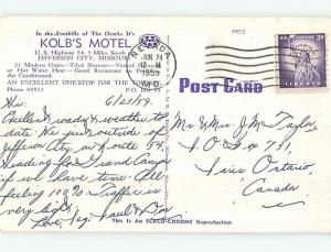 Pre-1980 KOLB'S MOTEL Jefferson City Missouri MO M1685