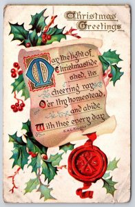 Vintage Postcard 1909 May the Light of Christmastide Cheering Ray Xmas Greetings